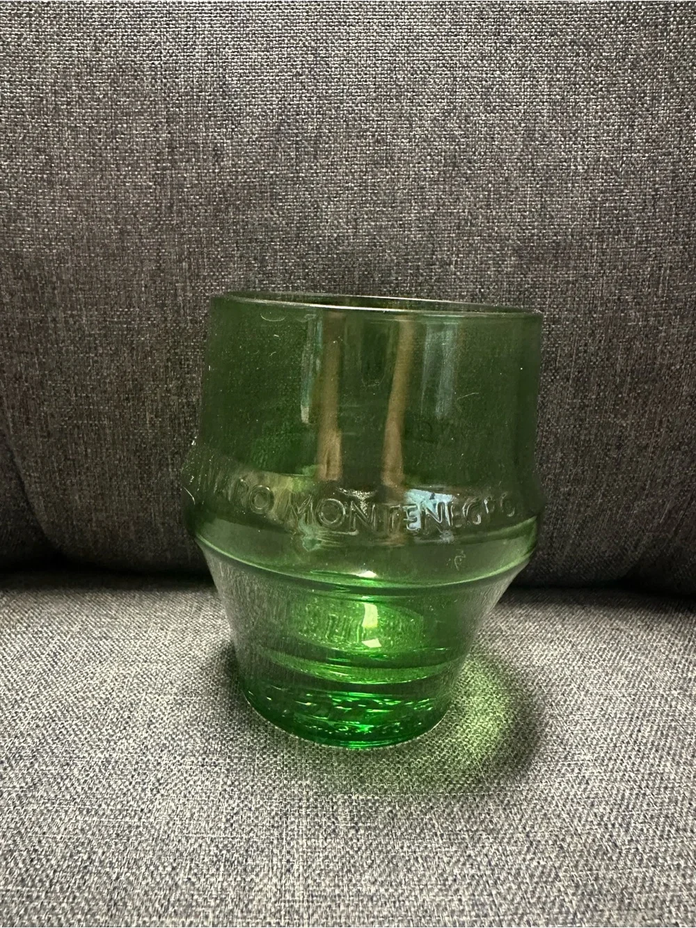 Rare Vintage Amaro Montenegro Green Bottle Shaped Lowball Glass